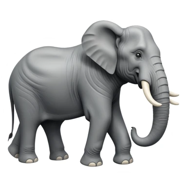 A giant 3D cartoon elephant in side view, towering and muscular, long tusks forward, thick textured skin, dust swirling around, strong sunlight and dramatic shadows, Memoji-style but intense and powerful. sticker