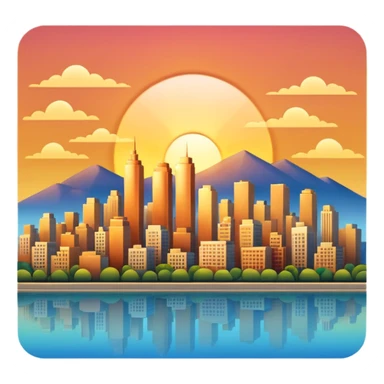 sun rising over  acity sticker