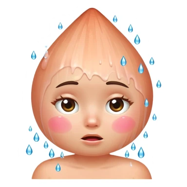 blushing onion taking a shower, pink cheeks, embarrassed, water droplets sticker