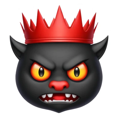the black crown has a red angry face with the devils tail sticker