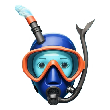 An icon featuring a close-up of a freediving mask and snorkel, with a breath-holding diver's fins, set against a vibrant underwater world. The design includes coral reefs, fish, and bubbles, symbolizing the serene beauty and thrill of freediving. Transparent background highlights the calm sticker