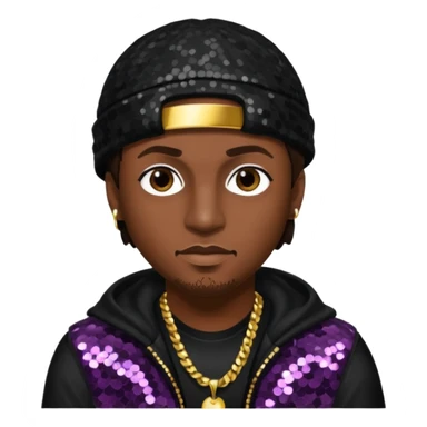 Mystikal, Rapper with dark brown hair, black sequin outfit sticker