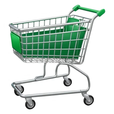 create empty shopping trolley emoji with green tone color sticker