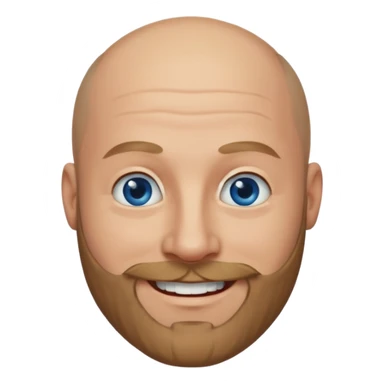 Bald man with dark blonde beard and blue eyes sticker