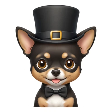 black chihuahua wearing a top hat sticker