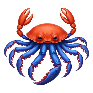 a red crab with two claws and a blue octopus are friends sticker