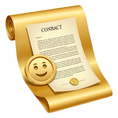 Contract golden paper signed, warranty sticker