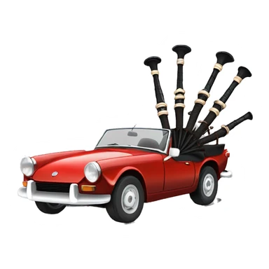 Scottish bagpipes driving a 1967 Triumph Spitfire  sticker