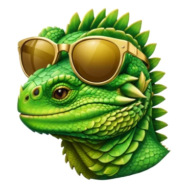rich capitalist iguana head with golden glossy sunglasses sticker