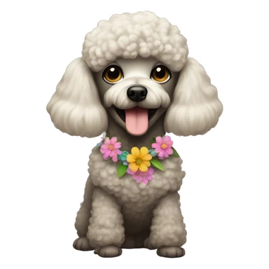 Poodle wearing a flower collar  sticker