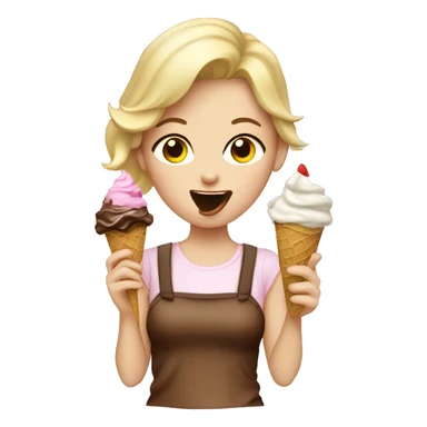 blonde girl eating ice cream with chocolate all over her face sticker