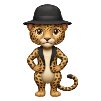 full body leopard in a black hat sticker