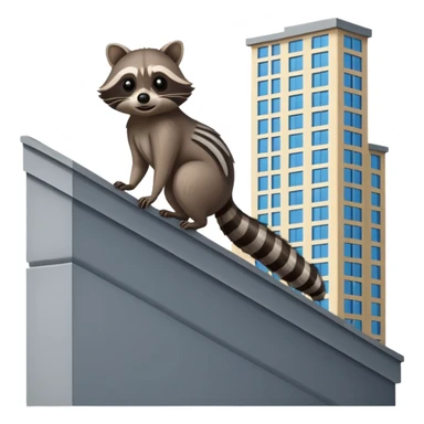 Raccoon standing over the ledge of a building sticker