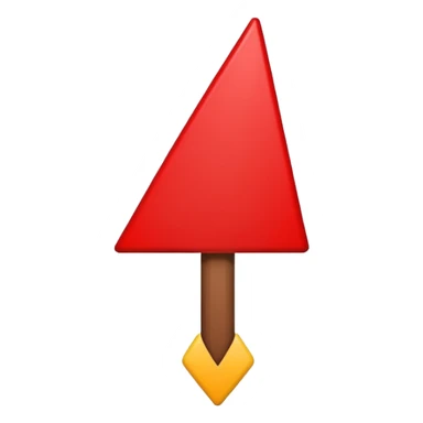 A simple bold red downward pointer with clean edges, solid fill, and a modern emoji-like style, pointing straight down. sticker