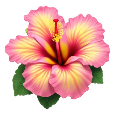 yellow and pink hibiscus flower sticker
