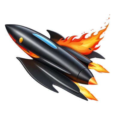driving fine black rocket with fire color france sticker