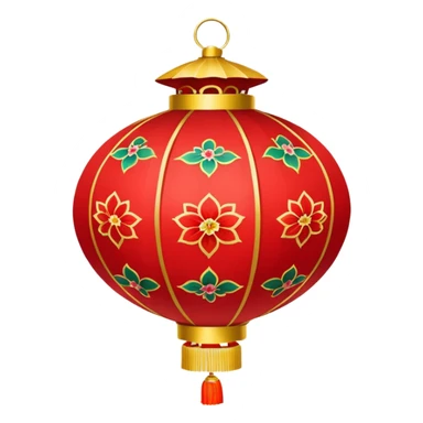 cute chinese red lantern with floral decoratons sticker