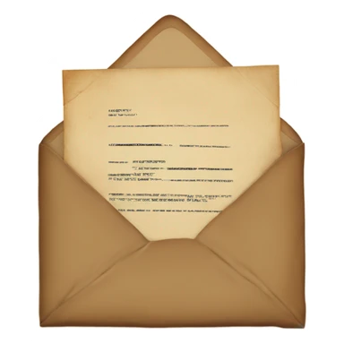 an envelope containing a vintage letter with a light brown stamp in the middle  sticker