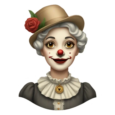 edwardian woman with clown make up sticker