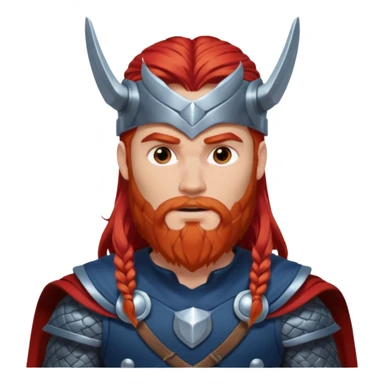 Thor, God of Thunder from Gods and Goddesses with long red hair and beard, silver and dark blue outfit sticker