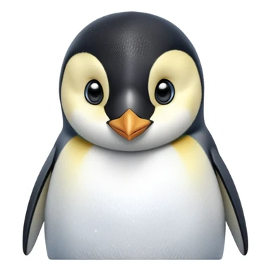 cinematic-cute-emperor-penguin-portrait-emoji,-head-tilted-playfully-and-inquisitively,-with-glossy,-pristine-plumage-accented-by-a-bright-beak-and-round,-sparkling-eyes-filled-with-curiosity,-simplified-yet-irresistibly-adorable-features zoomed into the face sticker