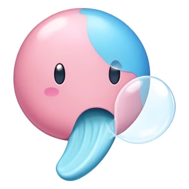 An emoji of a piece of chewing gum, slightly stretched or being blown into a bubble. Soft pastel colors, smooth texture, and a playful design representing gum or bubblegum sticker