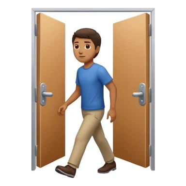 man walking to a exit sticker