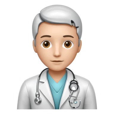 medical robot wearing a white coat and a stethoscope sticker