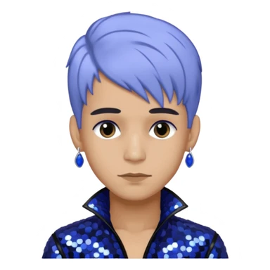Rauw Alejandro, Puerto Rican Singer with periwinkle hair, black sequin outfit sticker