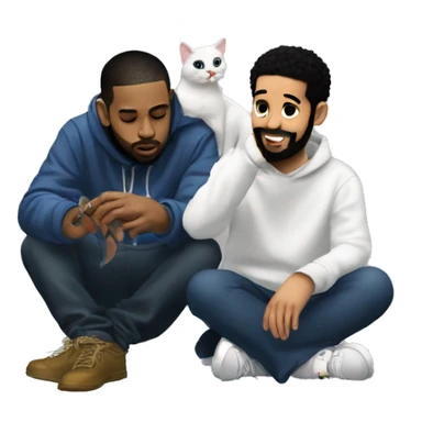 kendrick lamar and drake petting a cat sticker