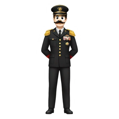man with charlie chaplin moustache army clothes and red wristband sticker