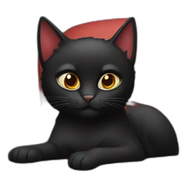 A black cat with a red bandana clawing at a blue sofa sticker