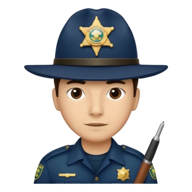 hazme un policia de fronteras con gorro azul oscuro pero sin porra sticker