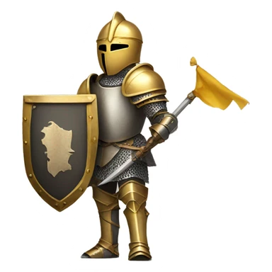 Gold armoured knight holding banner sticker