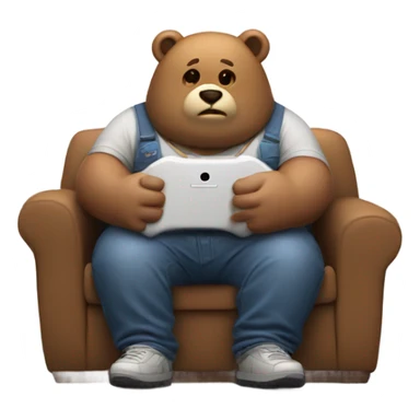 Fat man gamer with bear sticker