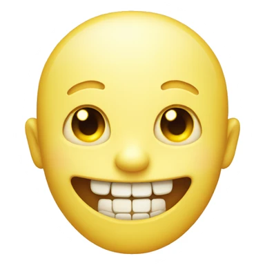 Smiling emoji with yellow bone in its mouth sticker