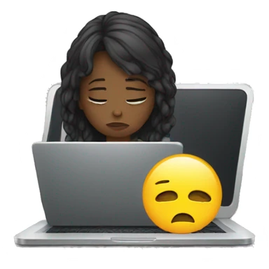sad girl and laptop sticker