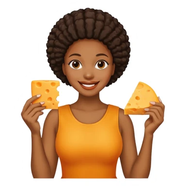black woman holding cheese piece sticker