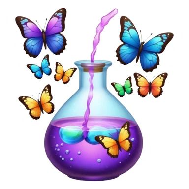 Potion bottle bursting into butterflies mid-sip sticker
