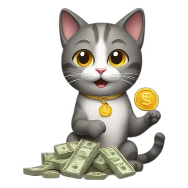 cat spending money  sticker