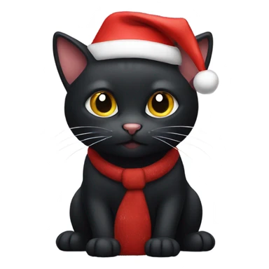Black cat with Christmas hat sticker
