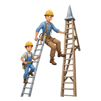 steeplejack man on a ladder beside a spire sticker