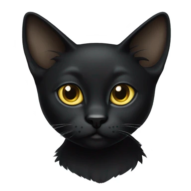 One petite, solid sleek black furred cat. Light yellow eyes. Pointed ear tufts like a lynx cat. Fully body black and no other color markings. Facing forward and standing with ears slightly tilted. sticker