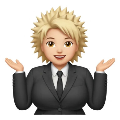 fat spiky haired happy woman with suit sticker