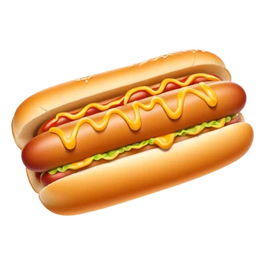 Cinematic classic hot dog, nestled in a soft toasted bun, drizzled with mustard and ketchup, juicy and flavorful, warm golden tones, ultra-detailed and mouthwatering. sticker