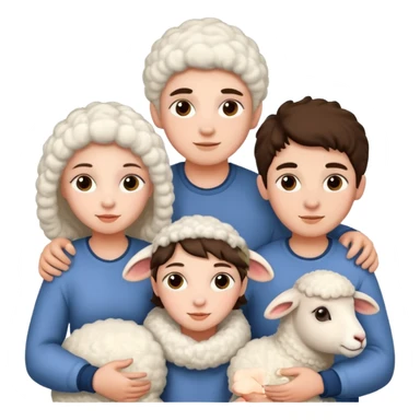 3 girls withe and 2 boys withe and a sheep sticker