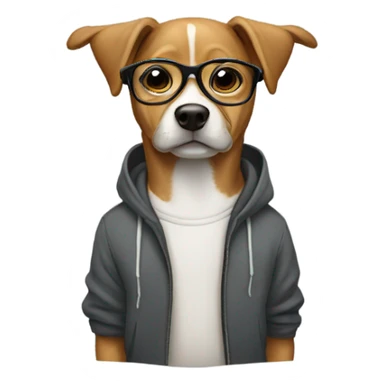 Dog with a hoodie and glasses sticker