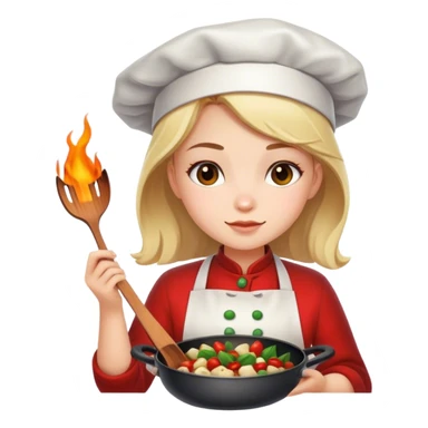 Girl cooking burned christmas food sticker