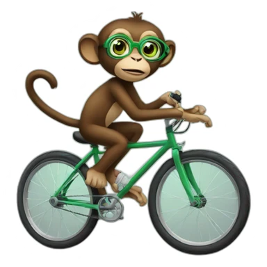 Monkey with green eyes and spectacles on bike sticker