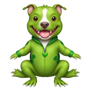 pit bull smiling wearing a froggy suit  sticker